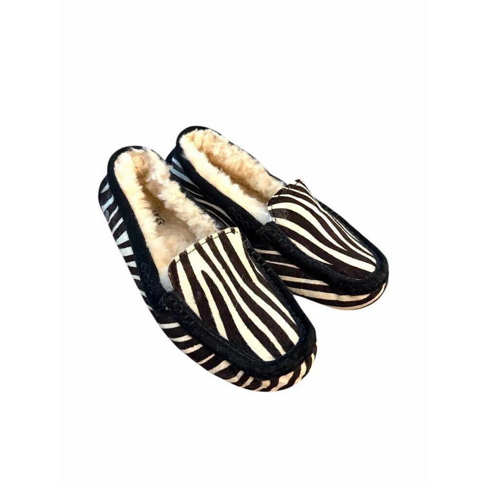 UGG Australia Ansley Zebra Print Exotic Shearling Moccasin Slippers Womens 9